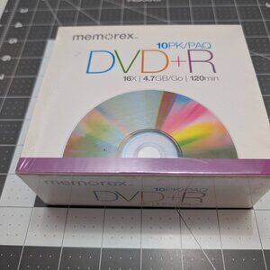 Memorex 10 Pack DVD-R 16x 4.7GB 120 min RW Recordable Jewel Case‎ Sealed